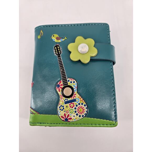 Shagwear Handbags - ShagWear Guitar Music Teal Vegan Faux Floral Hippie Leather Wallet